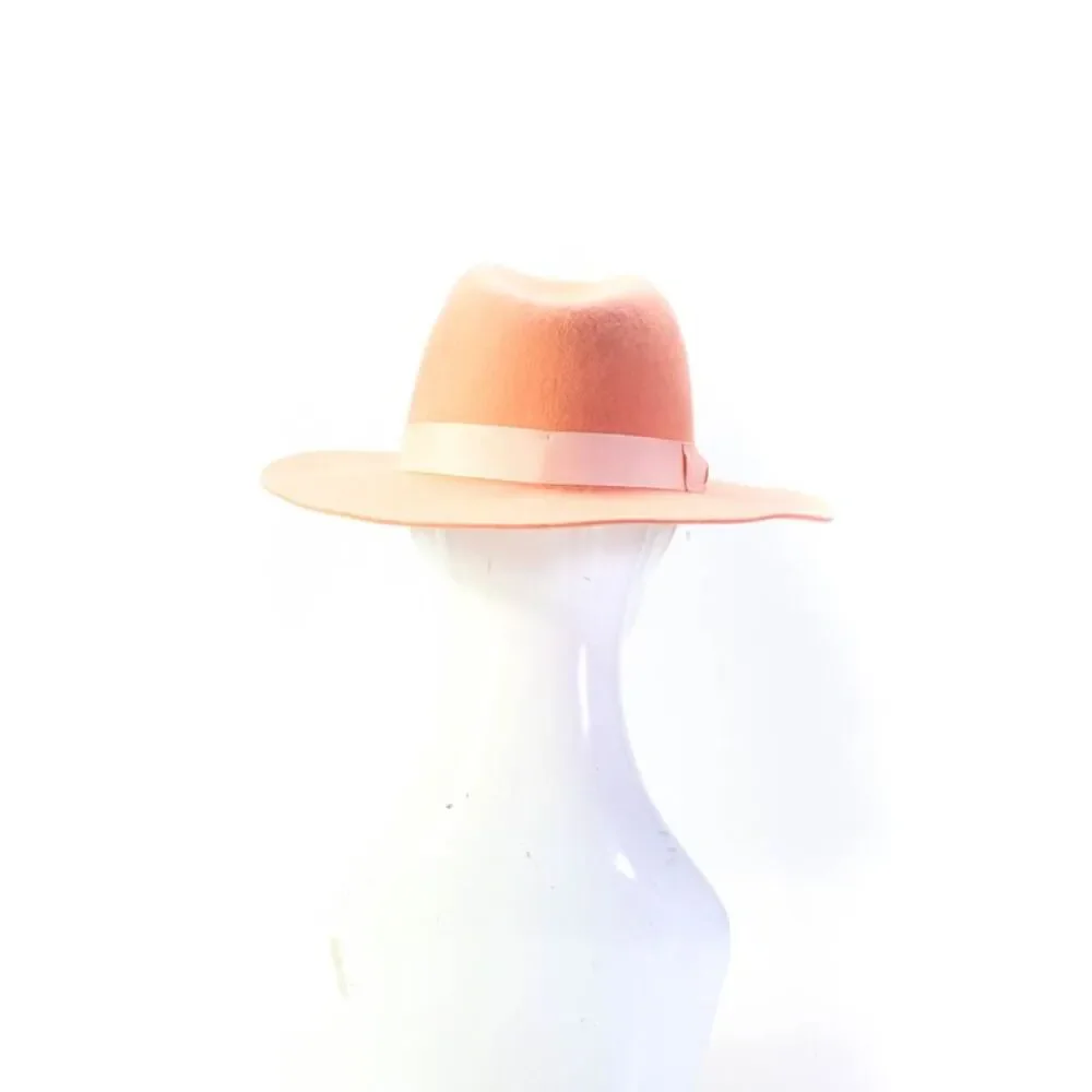Lack Of Color Womens Bowed Brimmed Hat Wool Salmon Pink Size Small_3